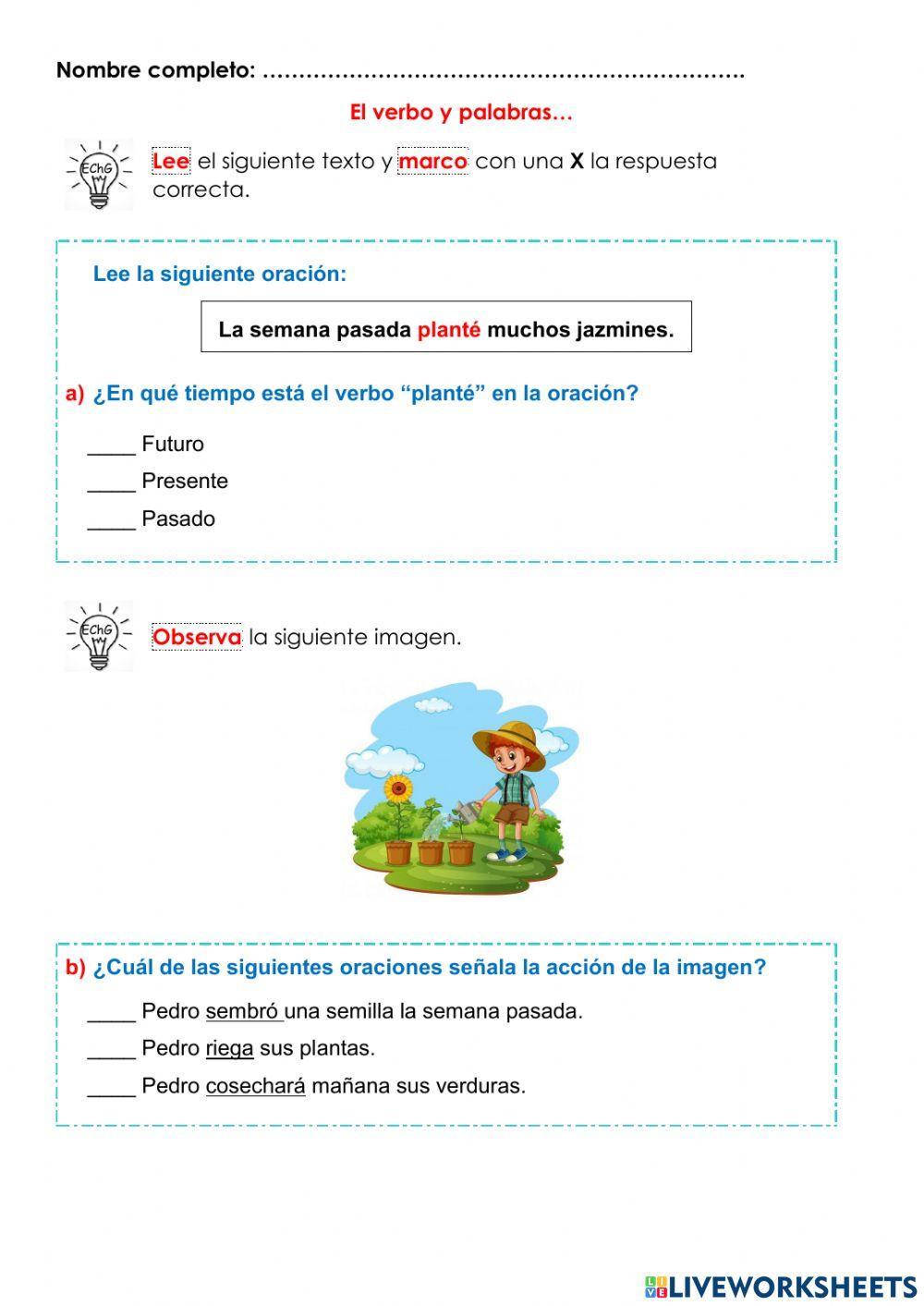 El verbo y sus tiempos verbales. Palabras graves