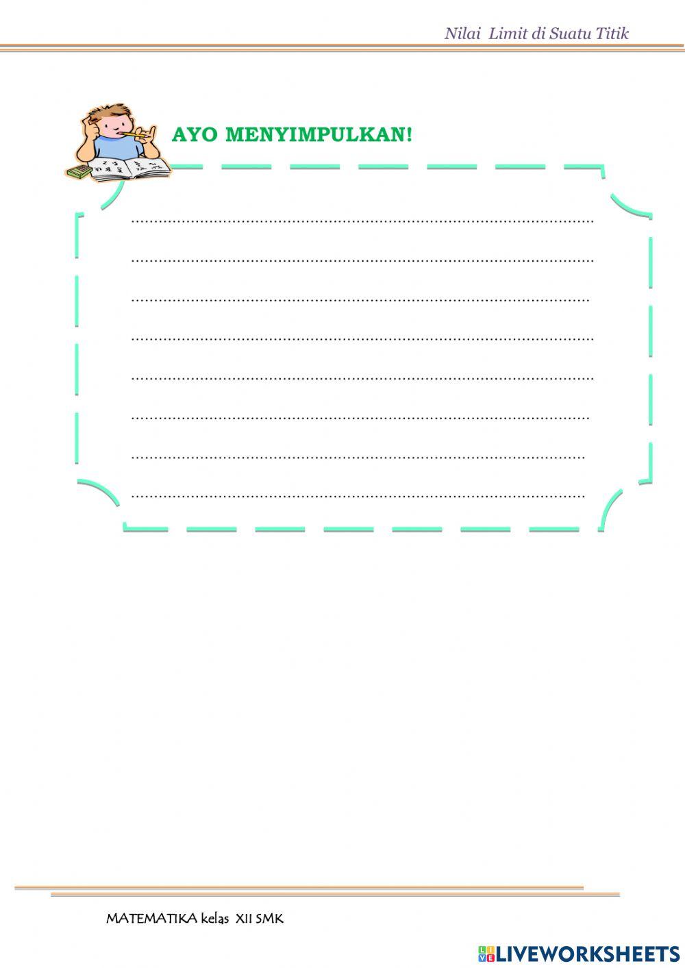 Nilai Limit di suatu Titik