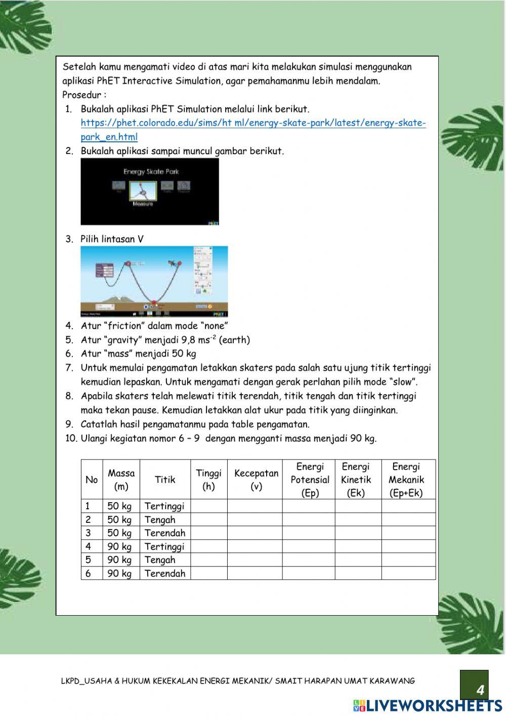 Usaha dan Hukum Kekekalan Energi