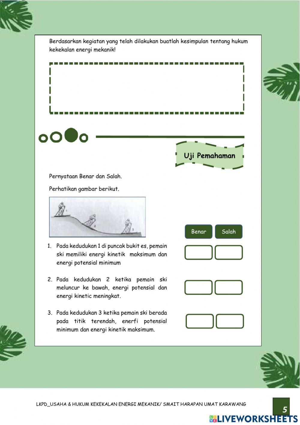 Usaha dan Hukum Kekekalan Energi
