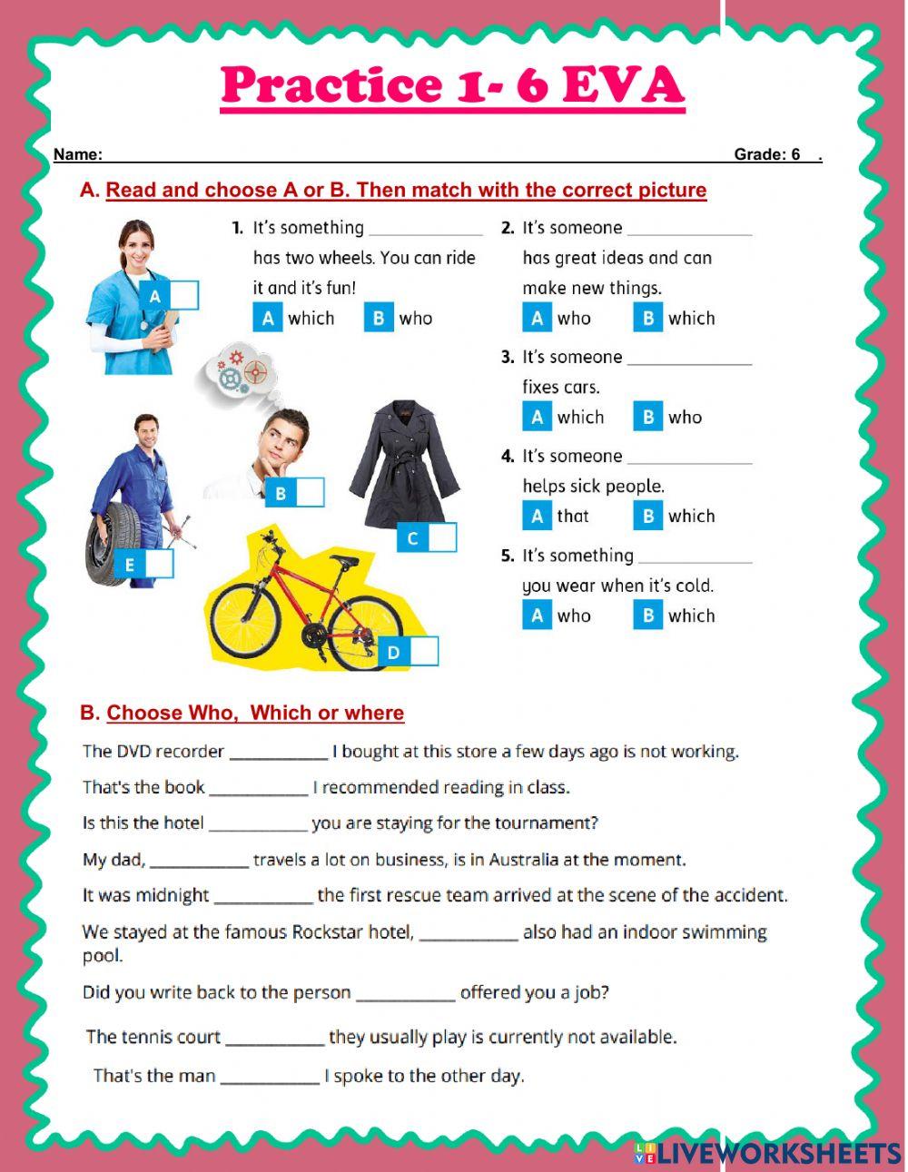Practice relative pronouns 6to worksheet | Live Worksheets