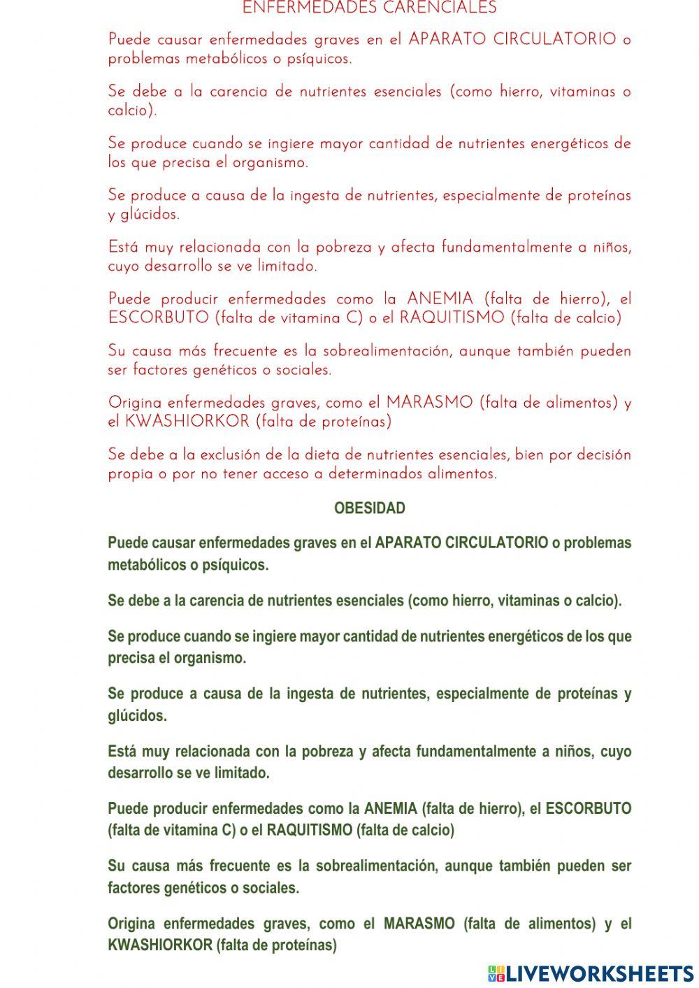 Alimentación - enfermedades