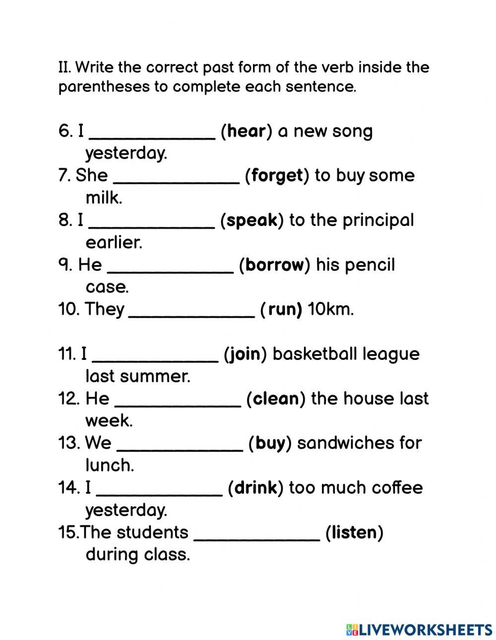 Past Tense of REGULAR and IRREGULAR VERB