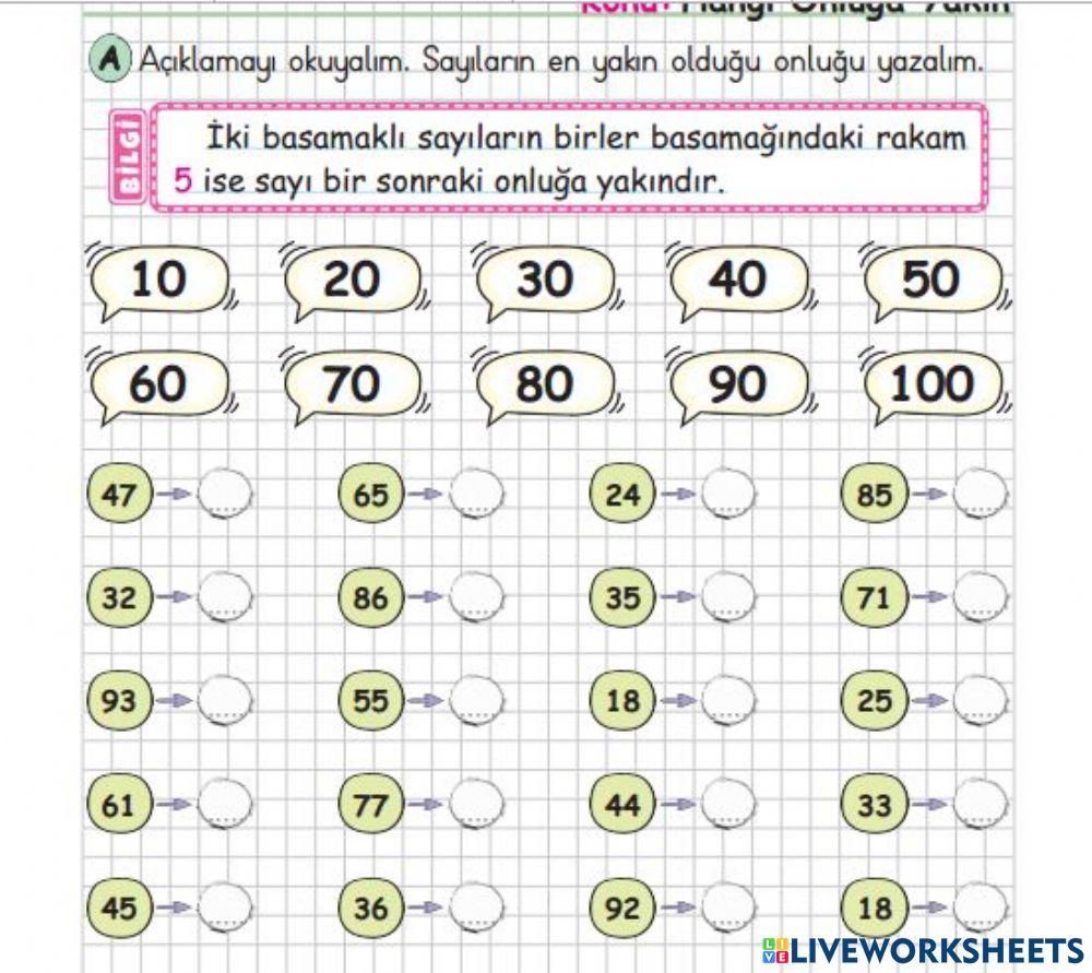 Onluğa Yuvarlama(2. Sınıf)