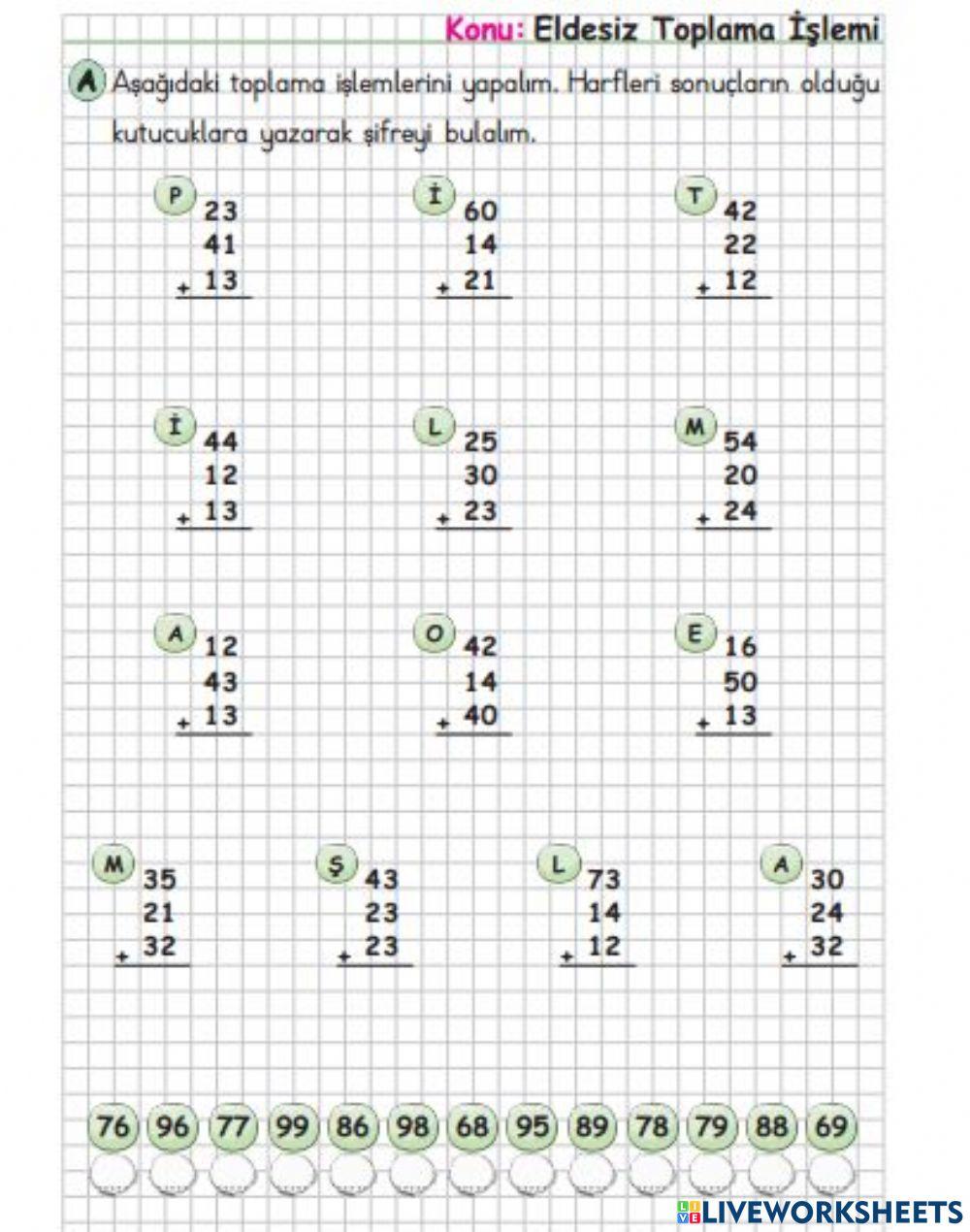 Toplama İşlemi(2. Sınıf)