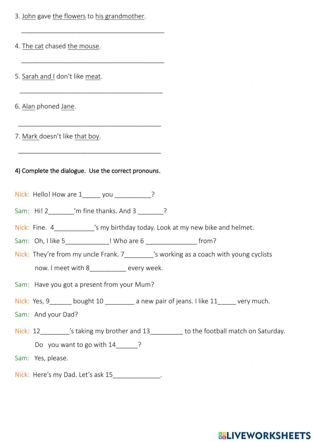 Subject and object pronouns Subject and object pronouns