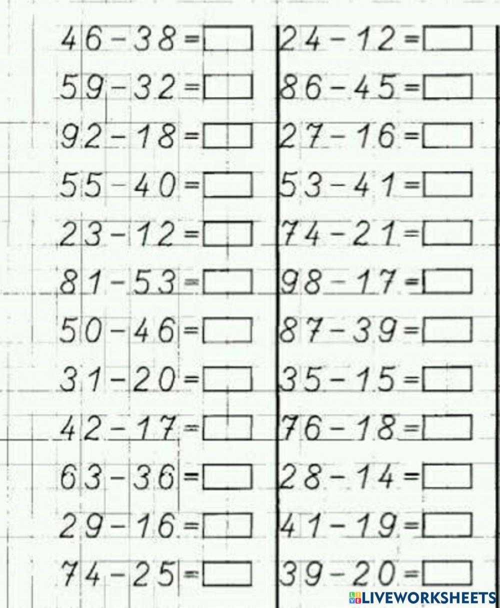 Віднімання двоцифрових чисел
