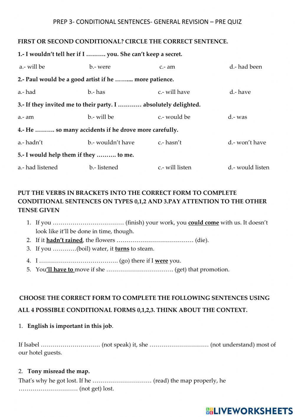 Conditionals pre-quiz