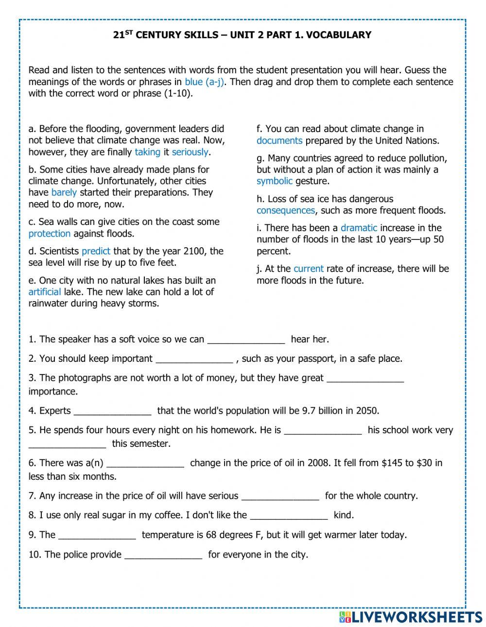 21st Cent- Unit2 part 1 - Vocab