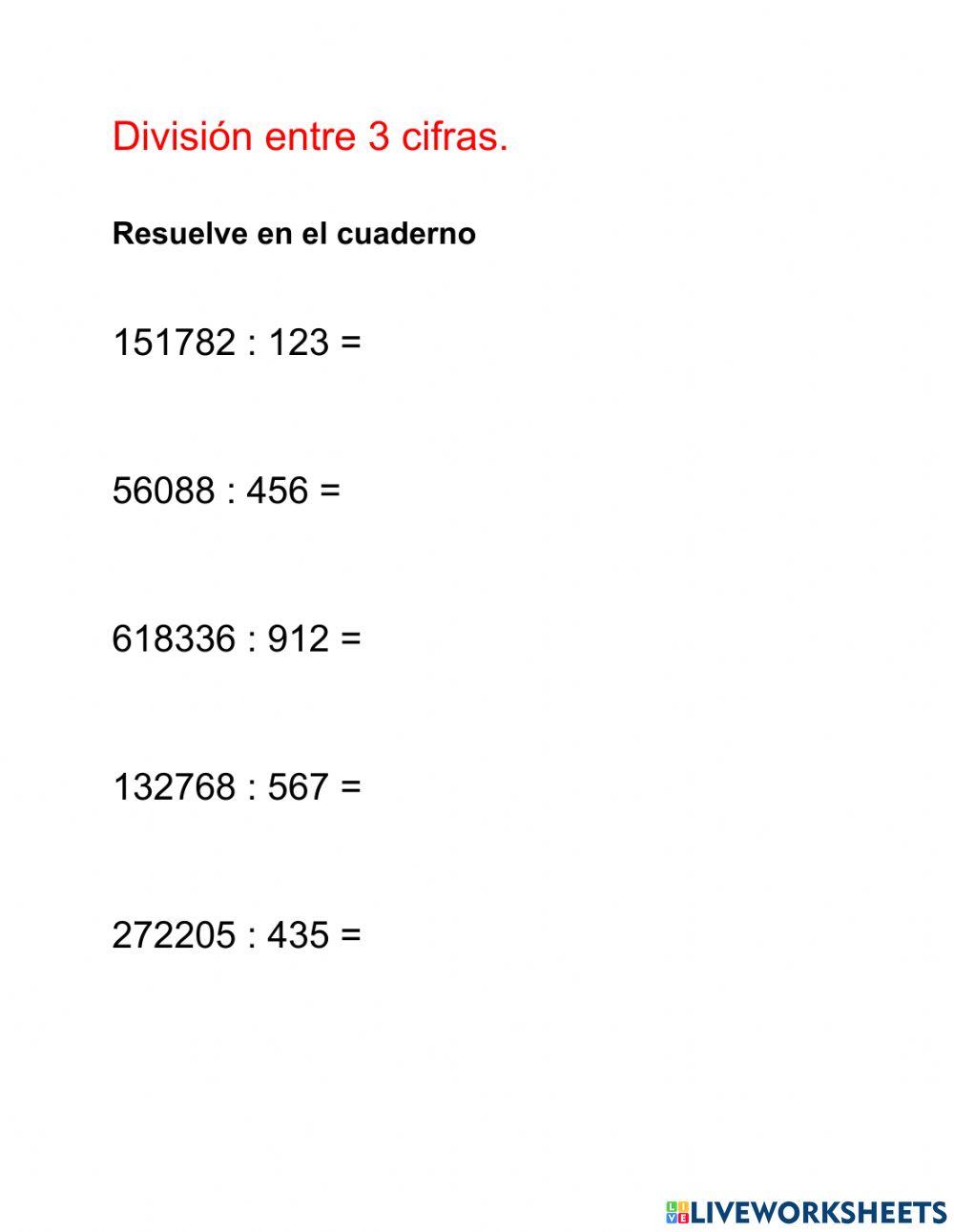 División entre 3 cifras