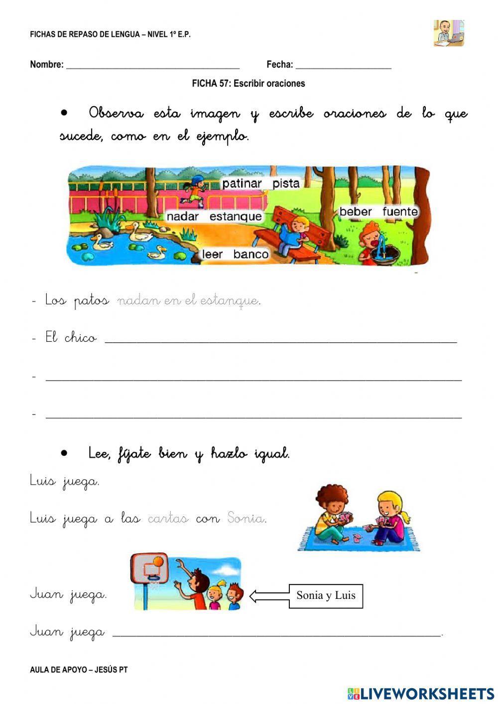 Ficha Lengua 57-1EP-Escribir oraciones Ficha Lengua 57-1EP-Escribir oraciones