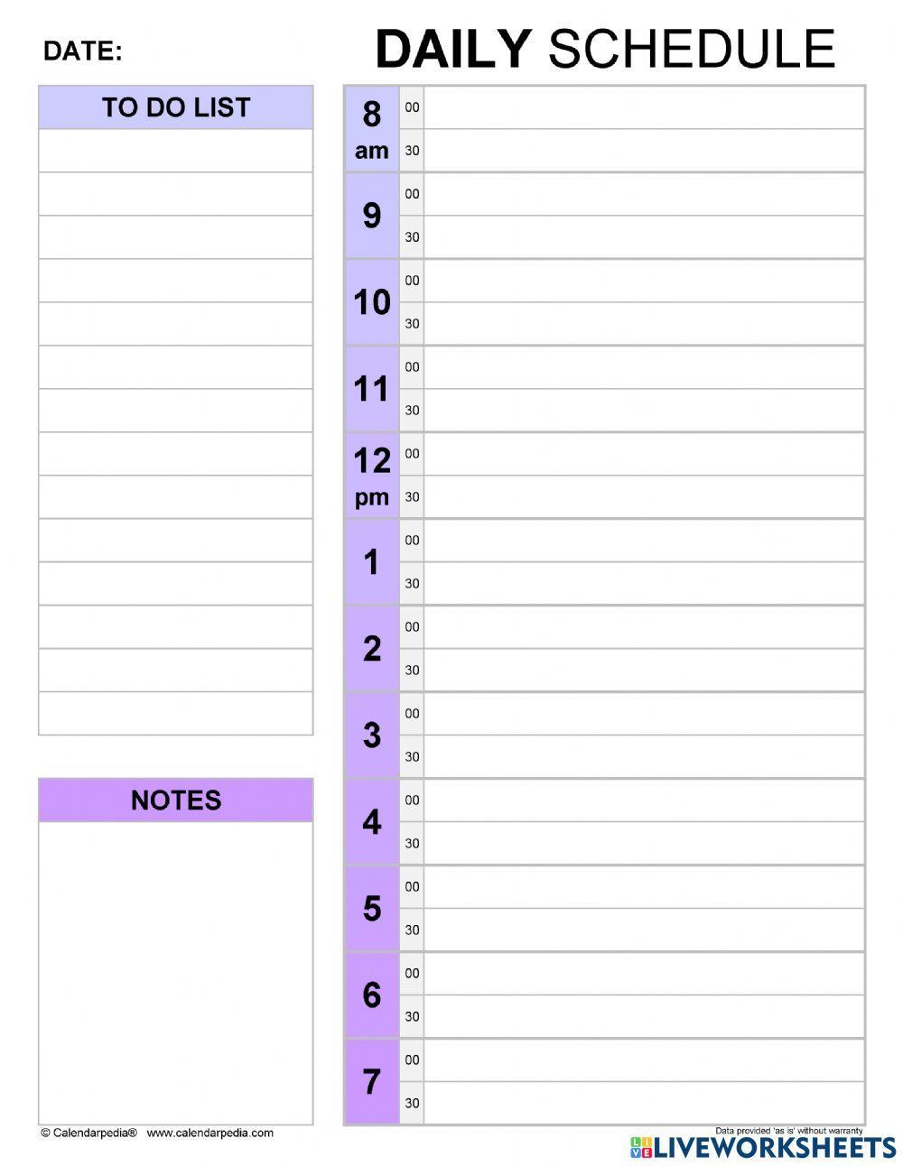 Daily routine writing