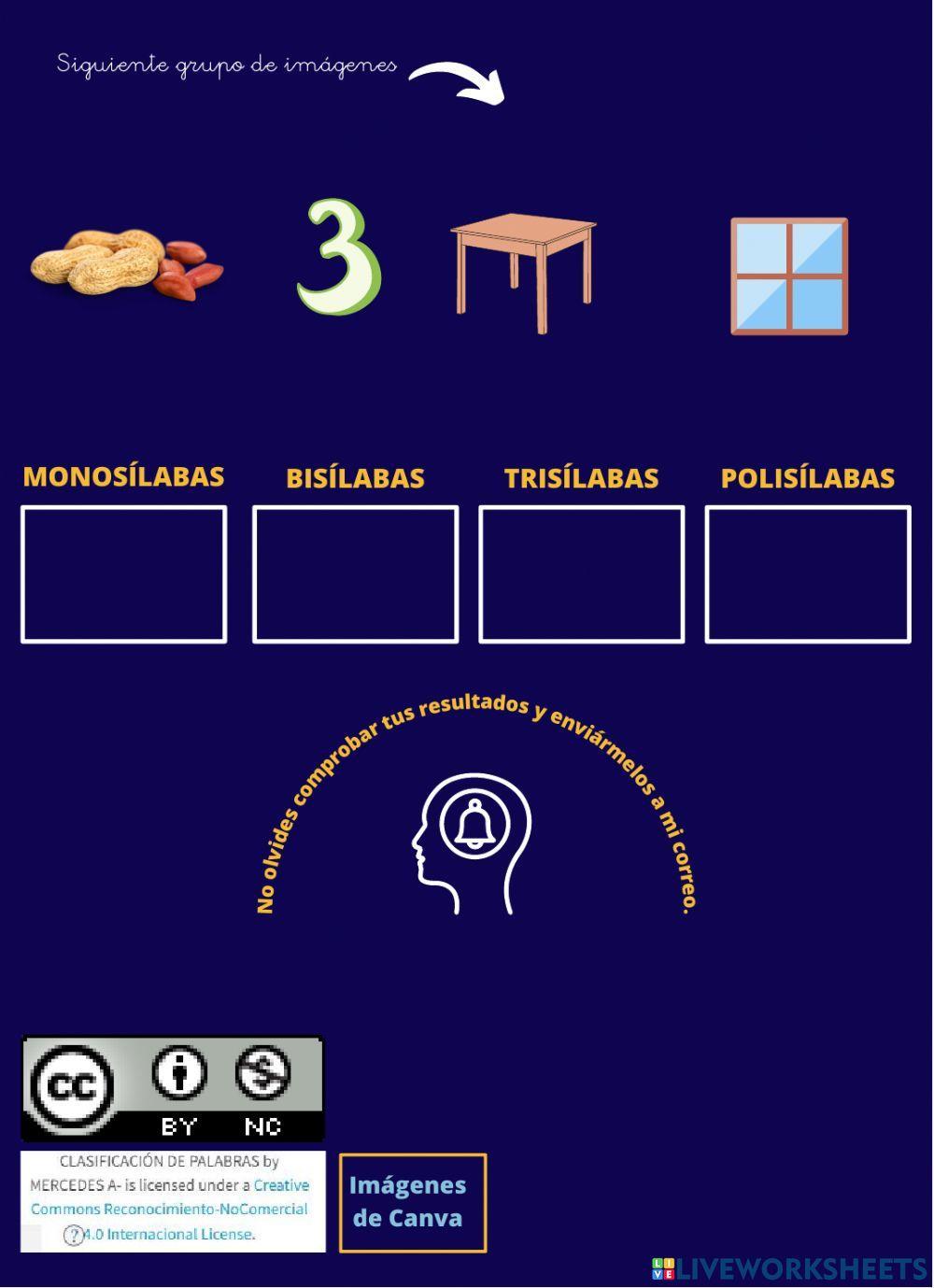 CLASIFICACIÓN DE PALBRAS SEGÚN SU NÚMERO DE SÍLABAS