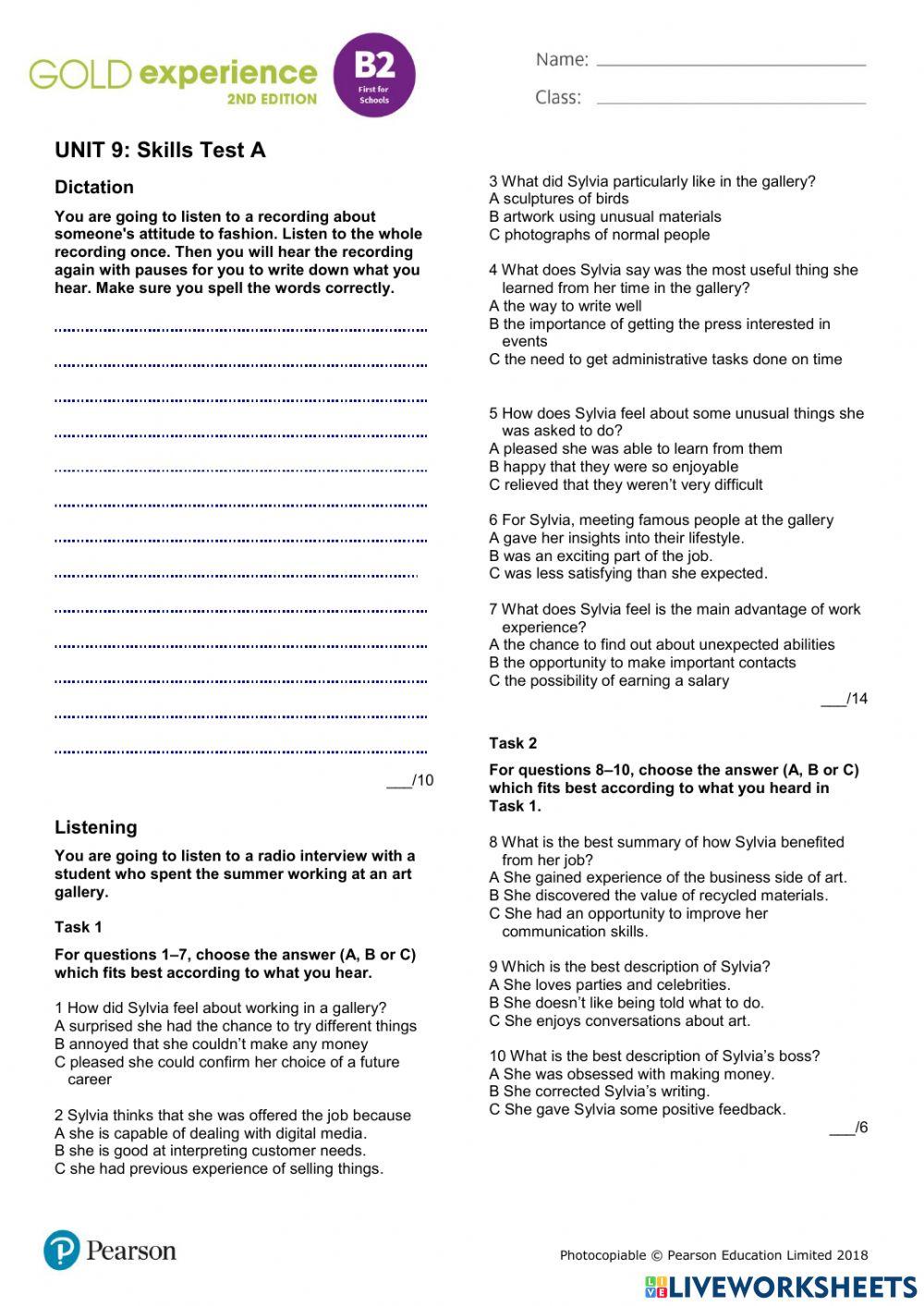 6th year - unit 9 test part 2