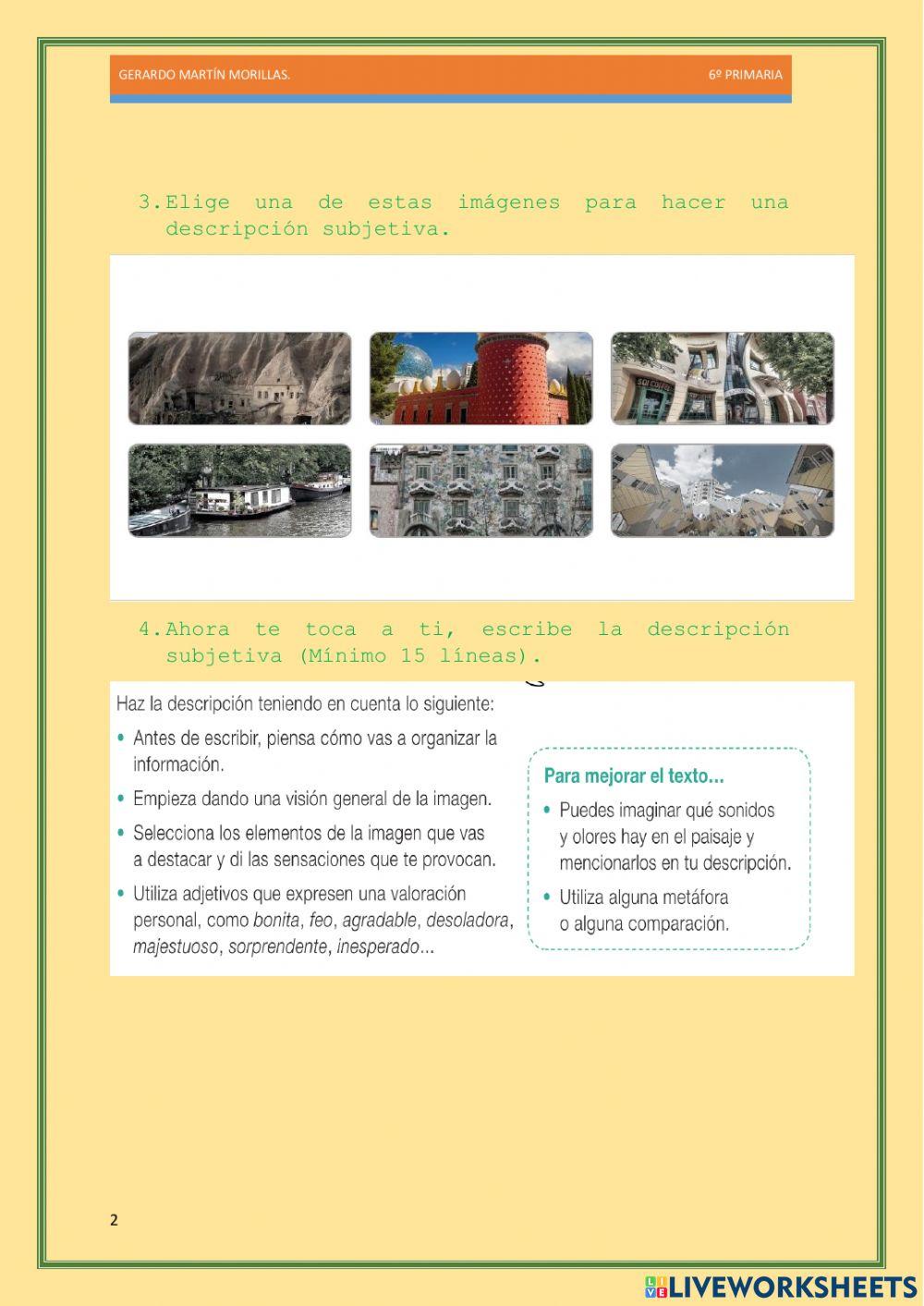 Escritura. Tarea 7. 6º. Escritura. Tarea 7. 6º.