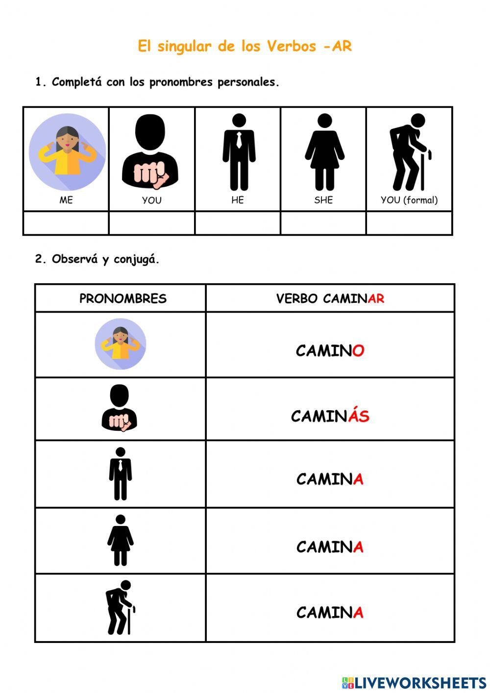 El singular de los verbos AR RIOPLATENSE