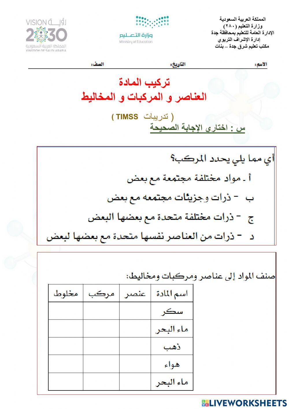 تركيب المادة