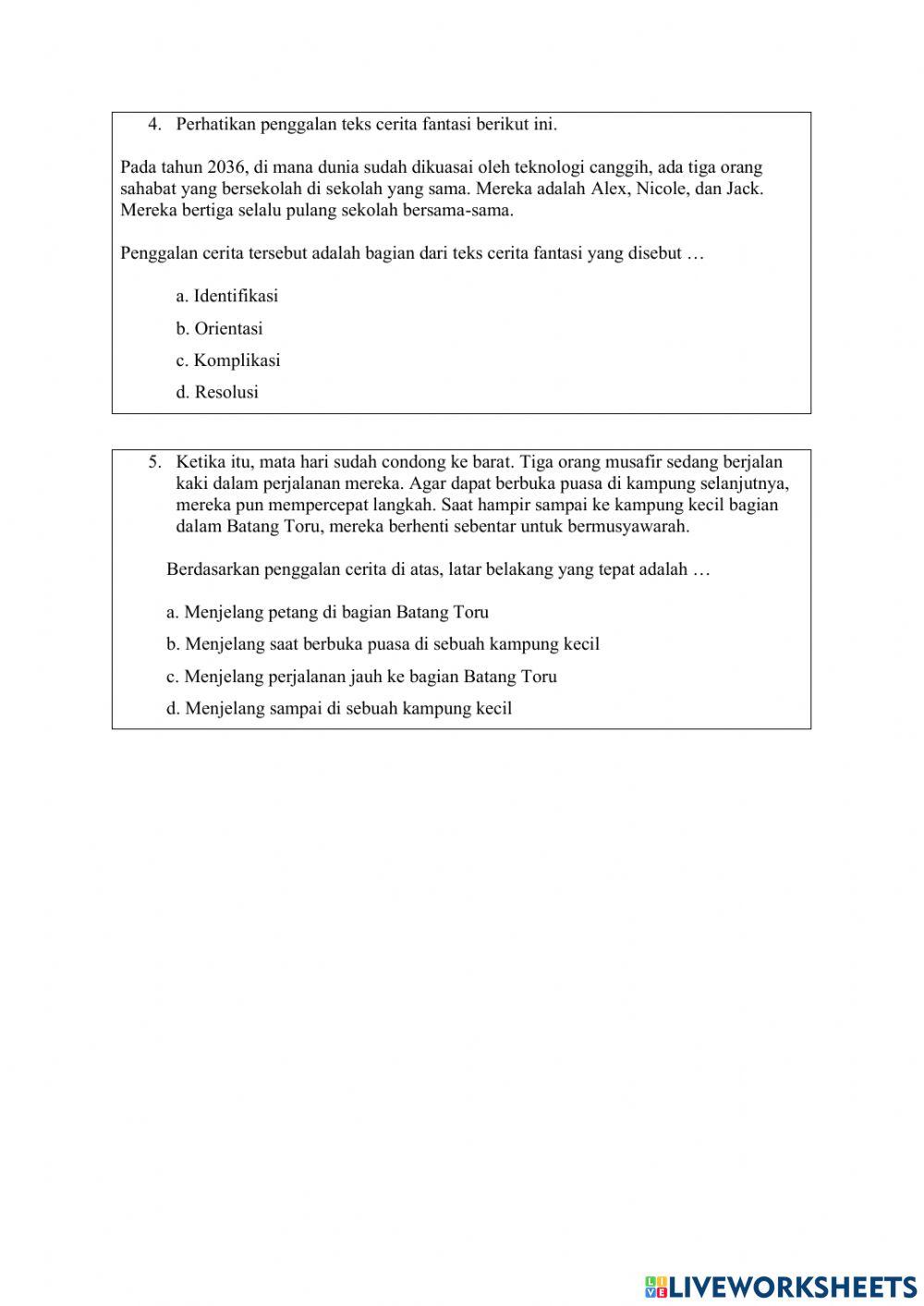 Post Test Cerita Fantasi