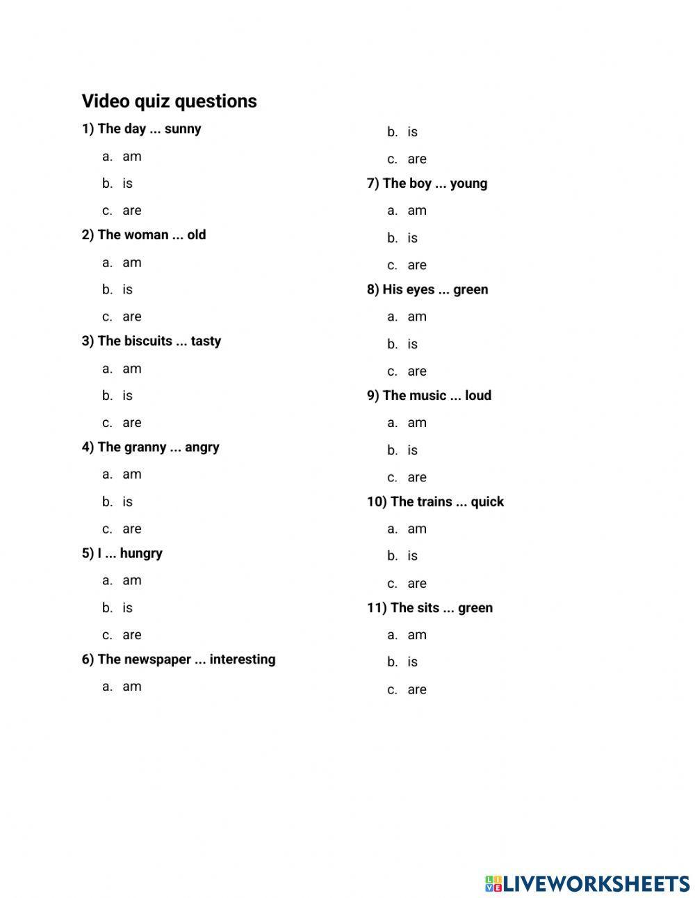 Present Simple (verb to be)