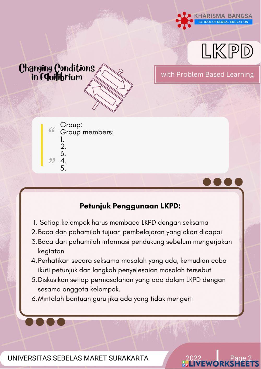 LKPD Changing Conditions in Equilibrium