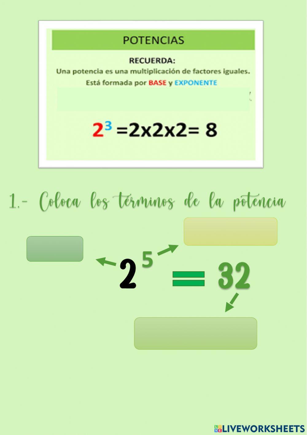 Terminos de la potencia