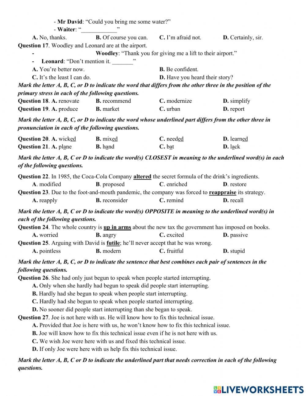 Đề TN số 26- 2022