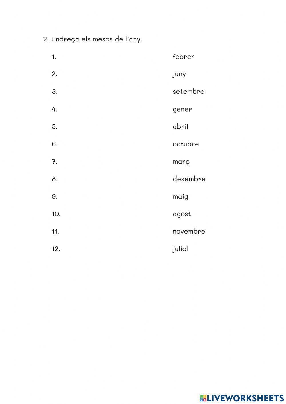 Dies i mesos de l'any