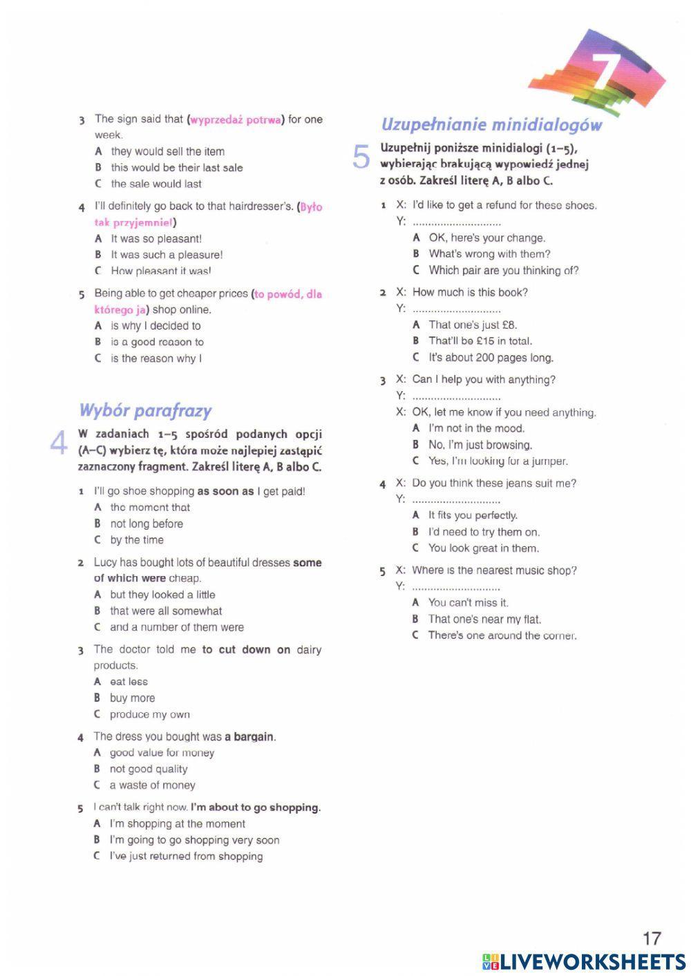 Matura skills zakupy i usługi