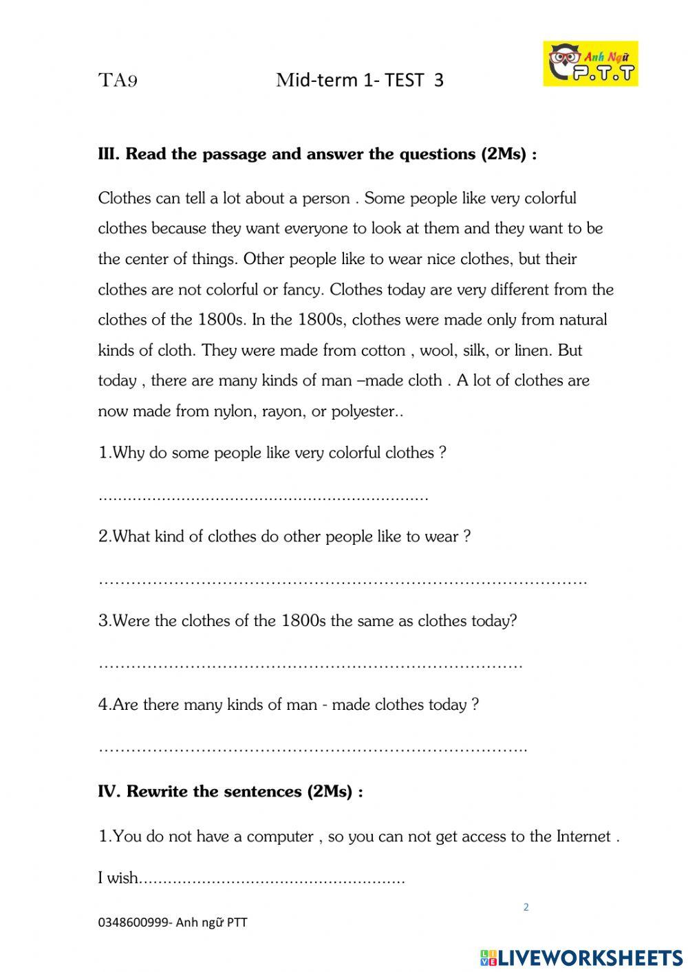 Ta9- mid term s1 test 3- 2022