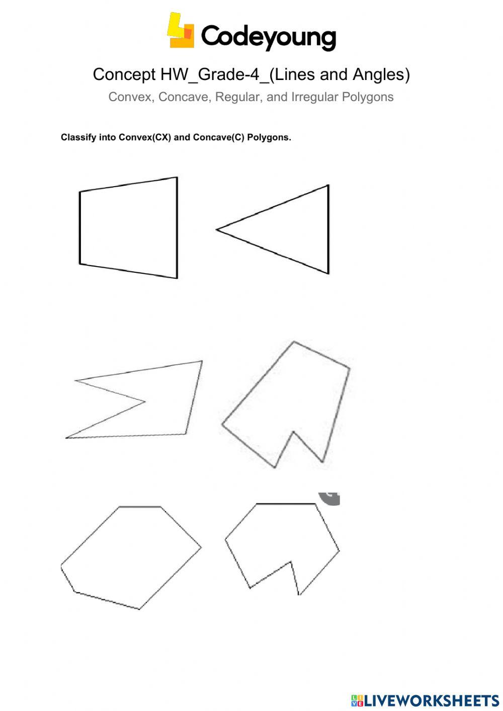 LO3 Convex, Concave, Regular, and Irregular Polygons Concept HW worksheet | Live Worksheets lo3-convex-concave-regular-and-irregular-polygons-concept-hw-worksheet-live-worksheets