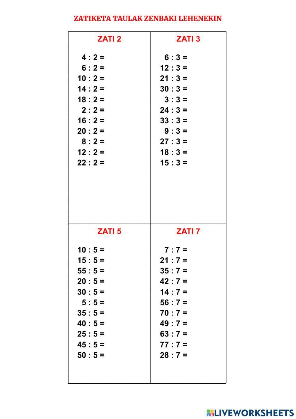 Zatiketak zati zenbaki lehenak