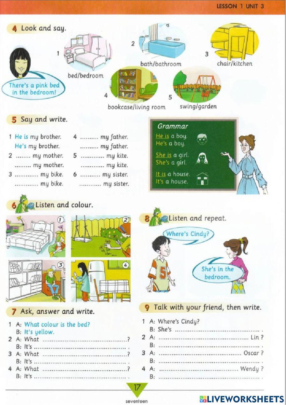 Welcome 1 unit 3 lesson 1,2