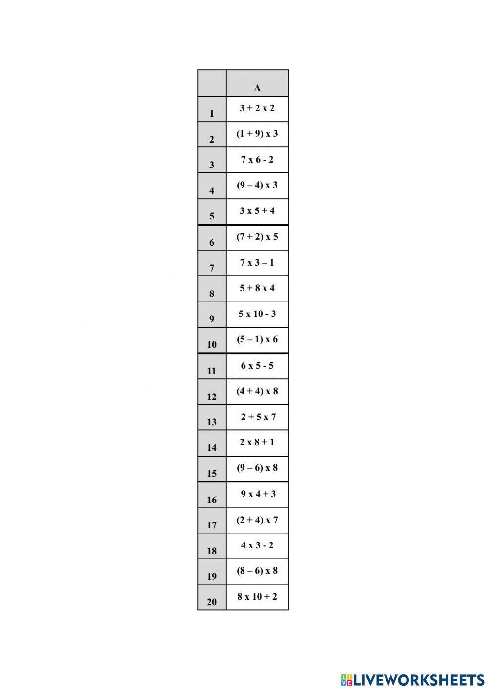 Prioridad de operaciones con naturales