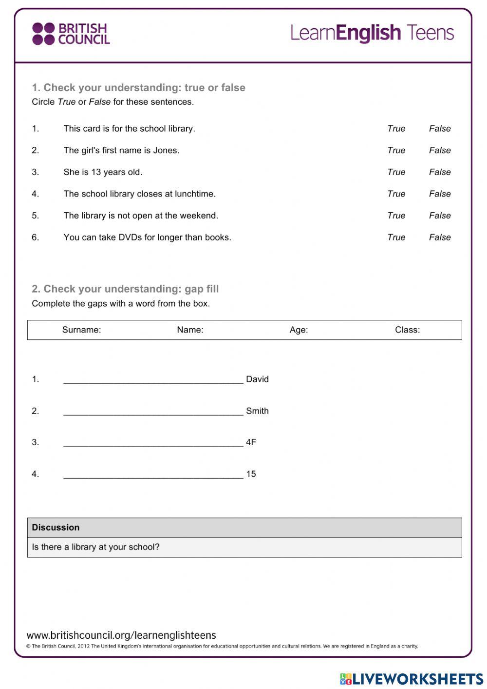 Writing skills practice: At the library –