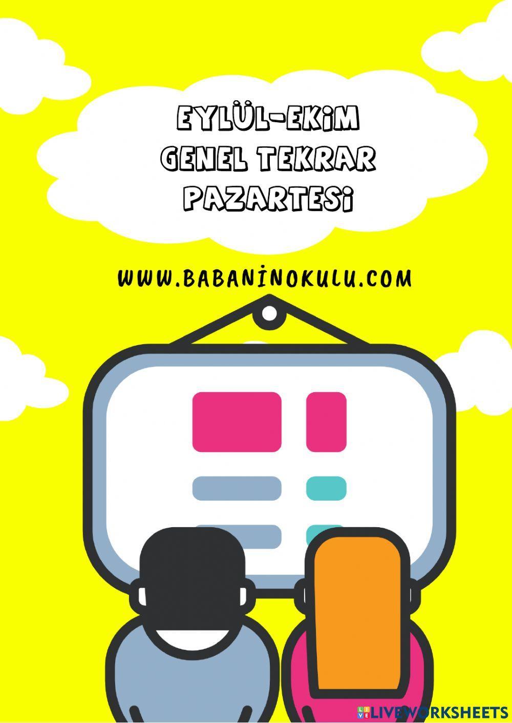 EYLÜL - EKİM GENEL TEKRAR PAZARTESİ