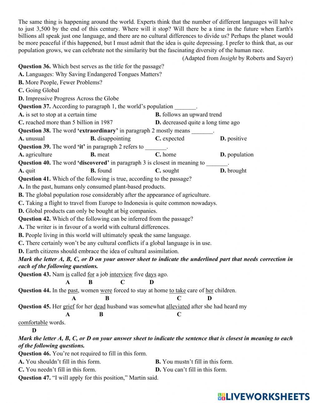 Đề TN số 36-  2022
