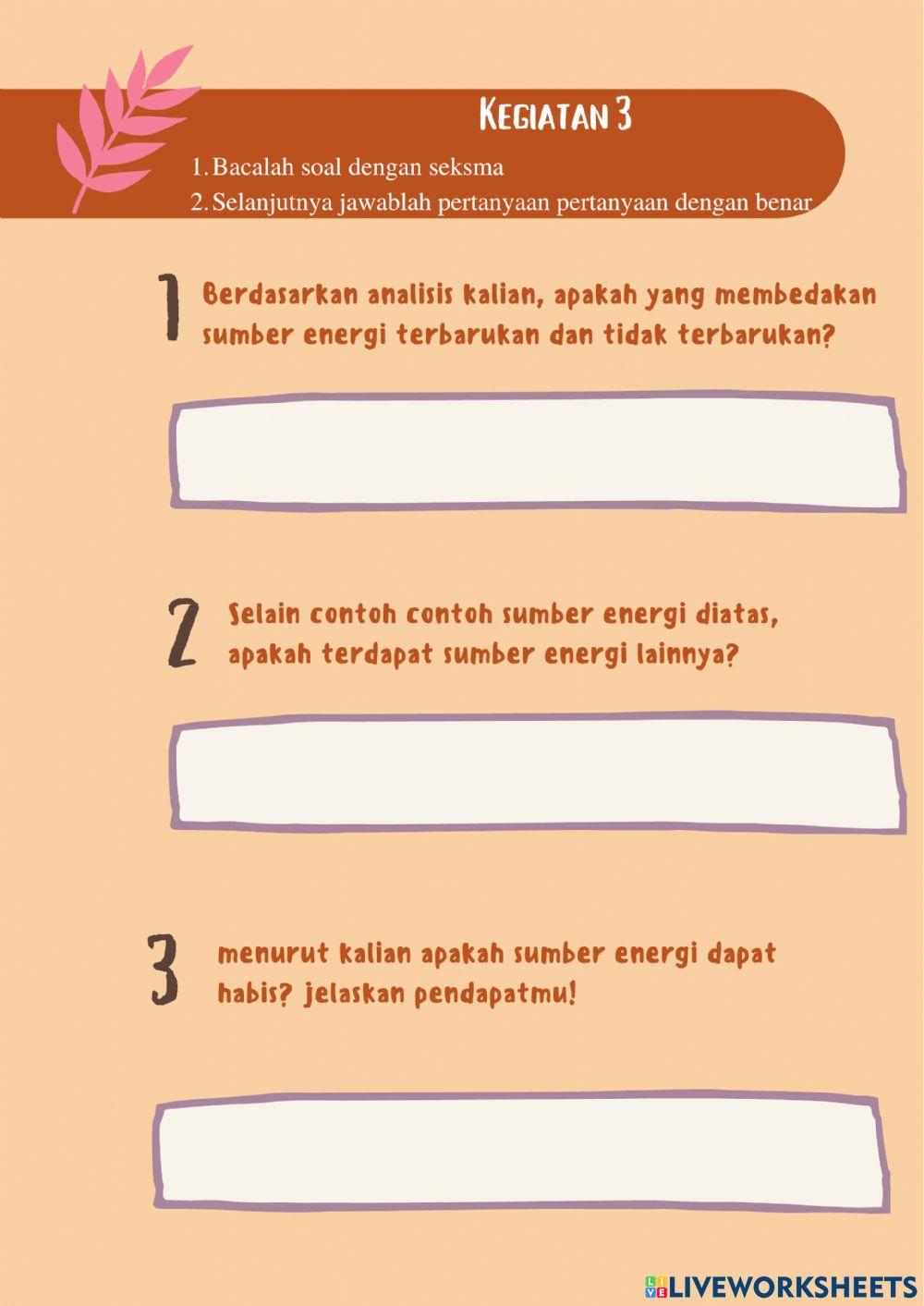 Berbagai Sumber Energi