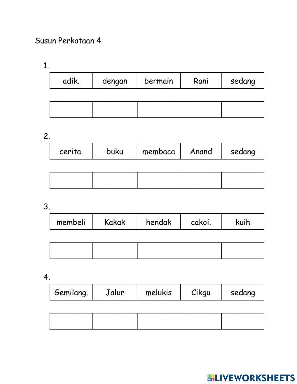 Tahun 1 Susun Perkataan 4