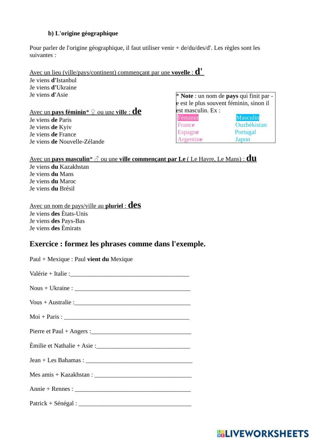 Repères temporels  + venir de