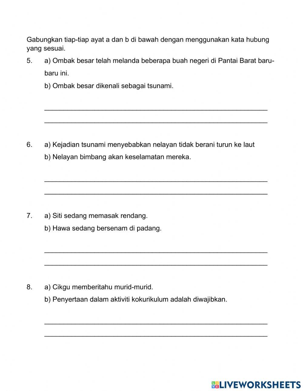 Latihan Ayat Majmuk-Gabungkan