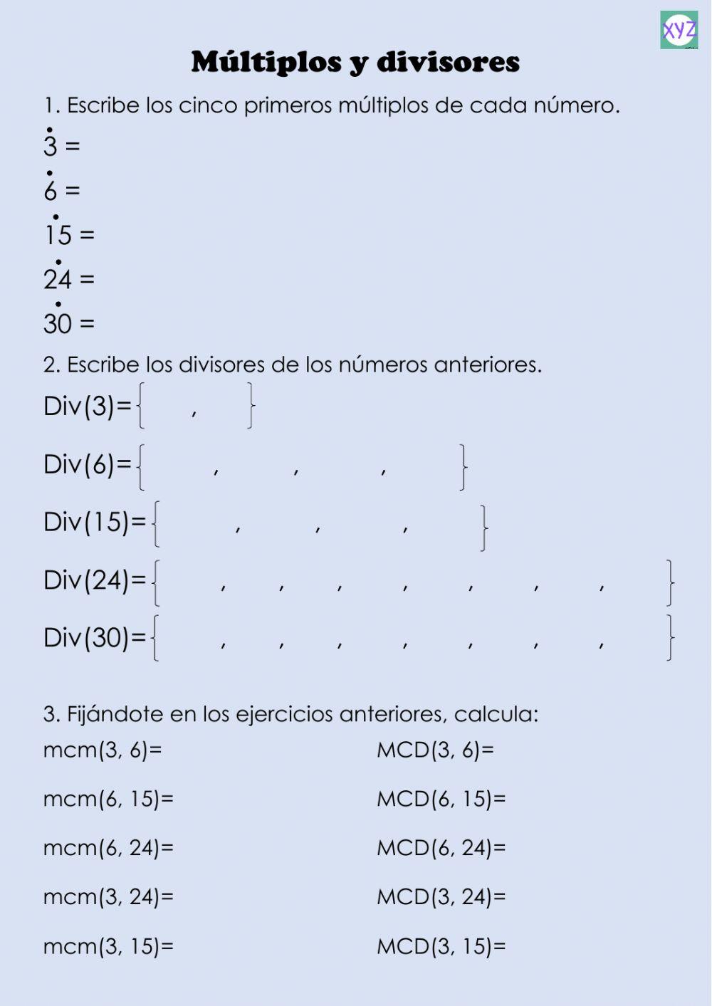 múltiplos y divisores múltiplos y divisores
