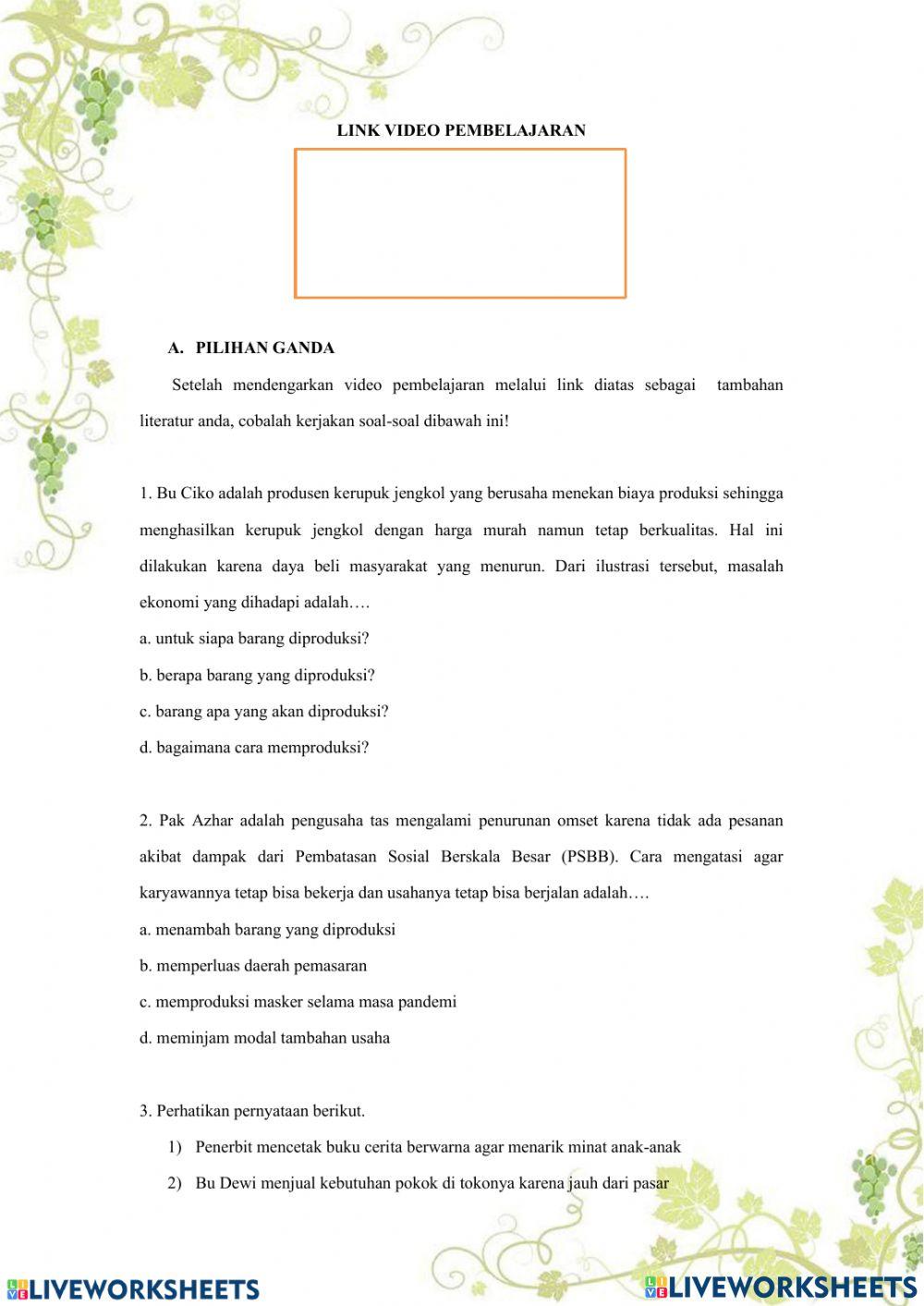 Masalah Ekonomi dan Sistem Ekonomi