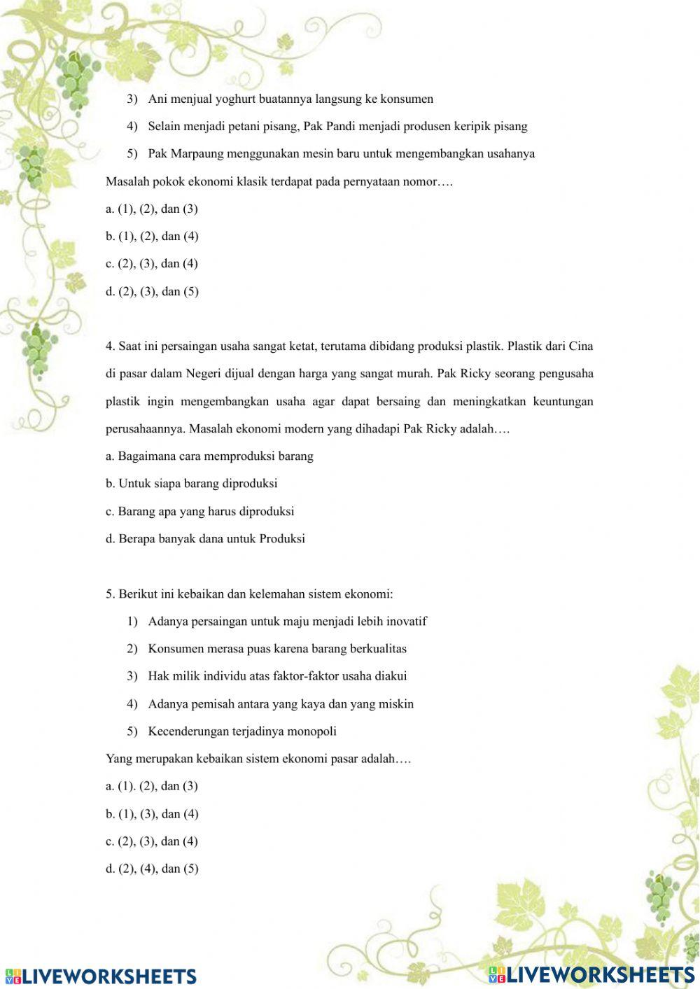 Masalah Ekonomi dan Sistem Ekonomi