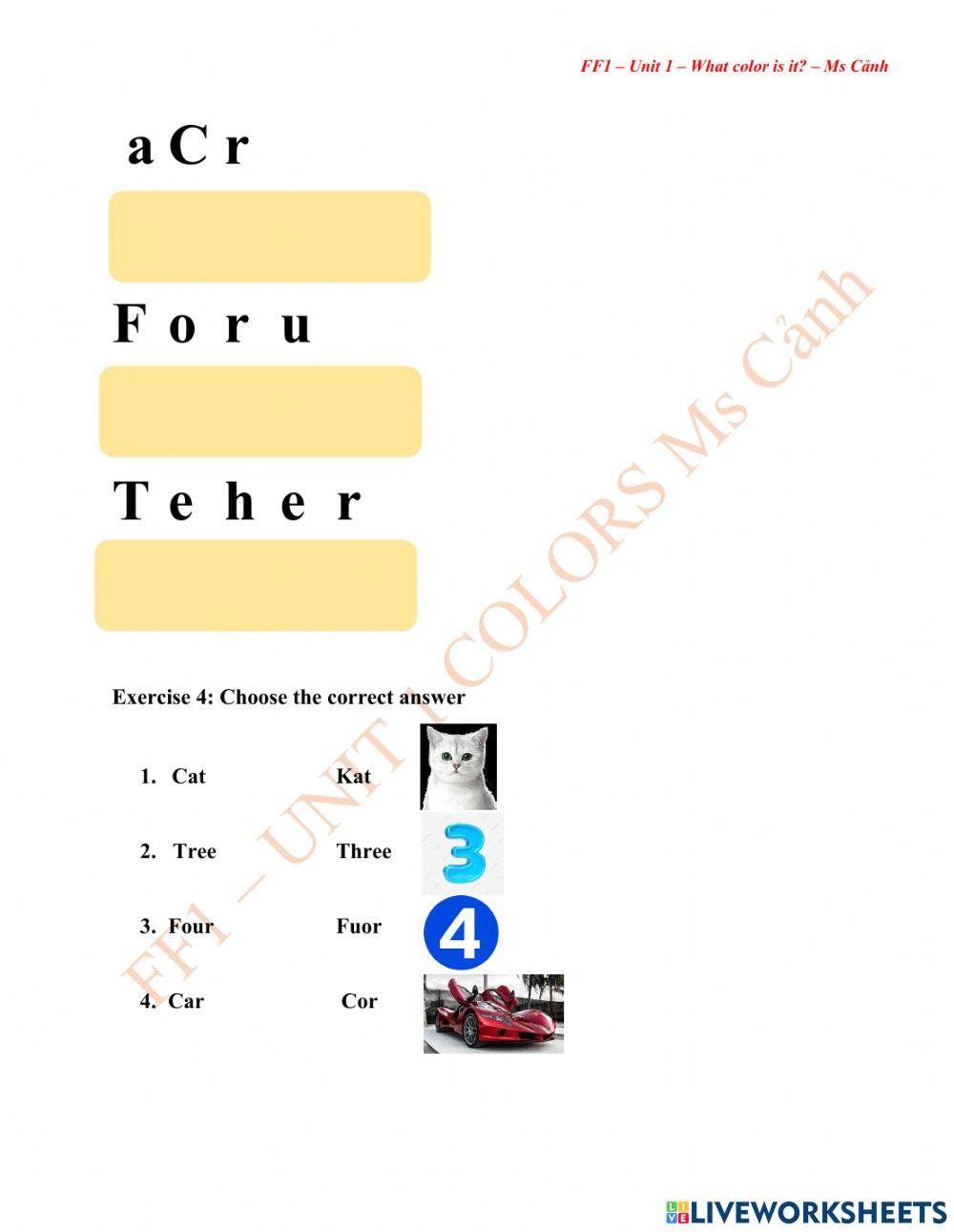 FF1 – UNIT 1 – WHAT COLOR IS IT? p12-13