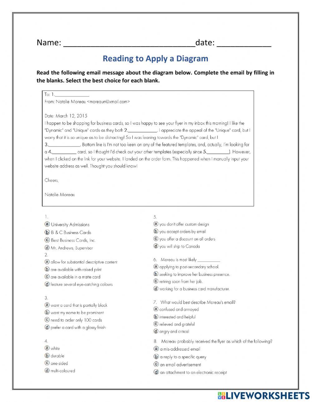 Reading to Apply a diagram