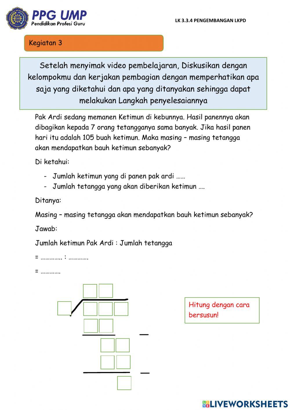E-LKPD Pembagian Kelas 4