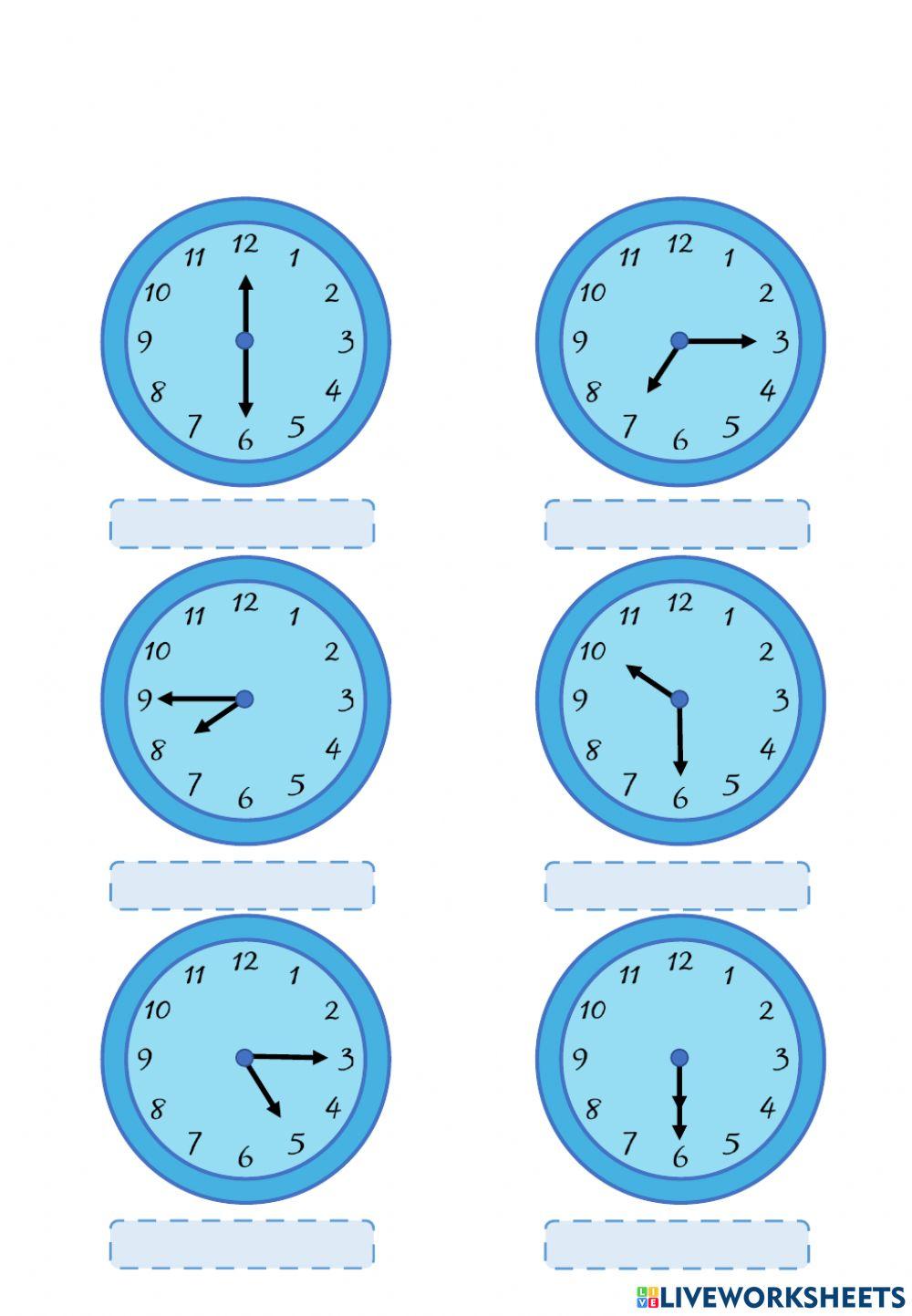 Telling time (o'clock, quarter past, half past, quarter to)