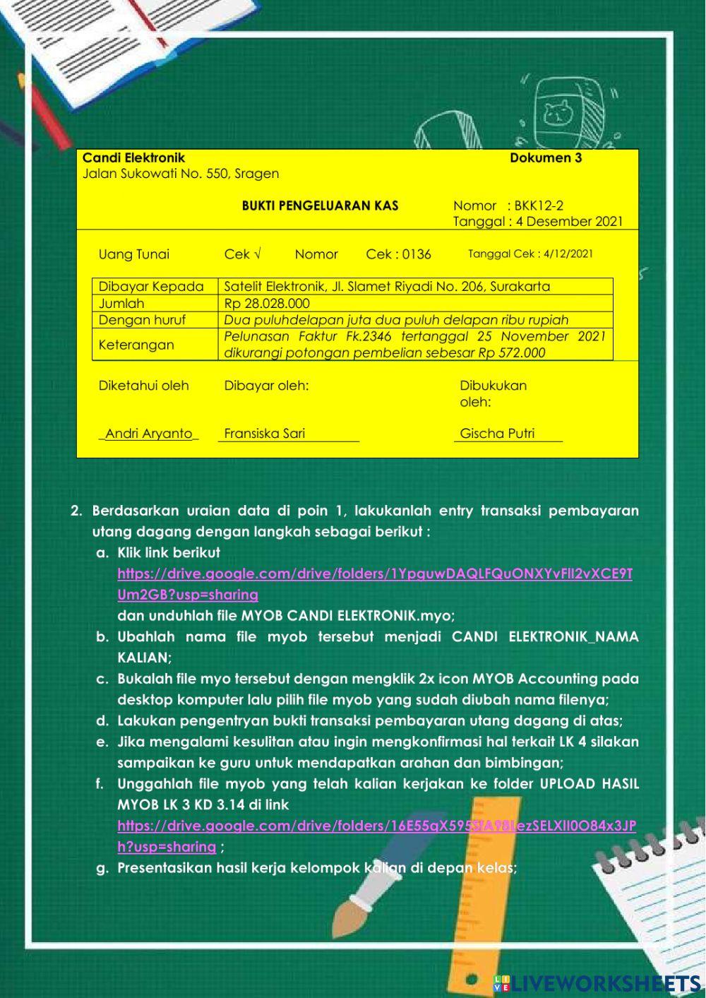 LK 1 Melakukan entry transaksi pembayaran utang dagang