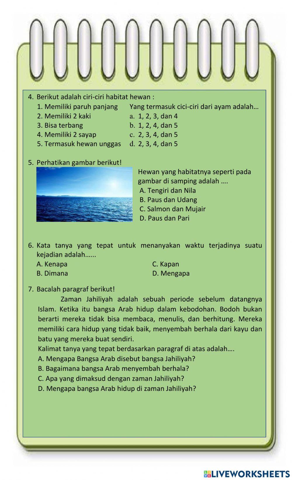 Evaluasi Tema 2 Subtema 2 Pembelajaran 1 Kelas 6