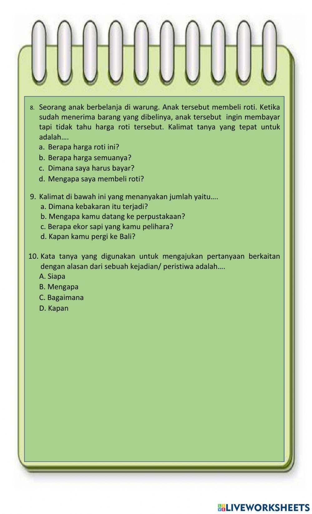 Evaluasi Tema 2 Subtema 2 Pembelajaran 1 Kelas 6